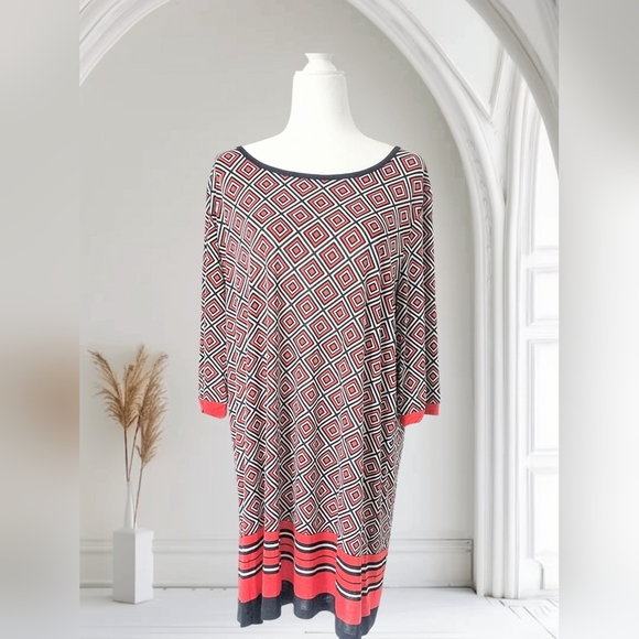 Relaxx Women's Geometric Orange  Dress - Picture 1 of 5